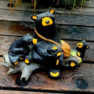 Hand carved wooden bear statue